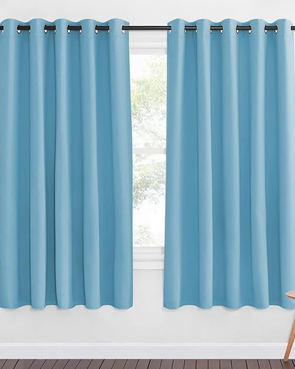 NICETOWN 66 Inch Long Blackout Curtains for Bedroom Living Room, Thermal Insulated Room Darkening Curtains, Light Blocking Blackout Drapes for Bedroom, 66" W x 66" L, 1 Panel, Teal Blue