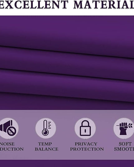 DONREN 84 Inches Long 2 Panels Blackout Curtain Panels for Bedroom - Rod Pocket Thermal Insulated Drapes for Living Room(Royal Purple,52 x 84)