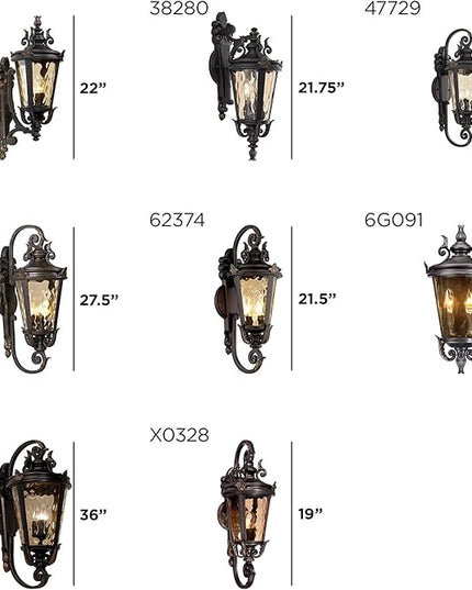 John Timberland Casa Marseille Vintage Outdoor Wall Light Fixture Veranda Bronze Scroll Frame 31" Champagne Hammered Glass for Exterior House Porch Patio Outside Deck Garage Yard Front Door
