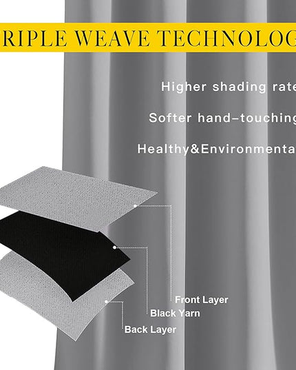 NICETOWN Bedroom Blackout Curtains Panels - Triple Weave Energy Saving Thermal Insulated Solid Grommet Blackout Draperies for Living Room (Silver Grey, Set of 2, W52 x L120)
