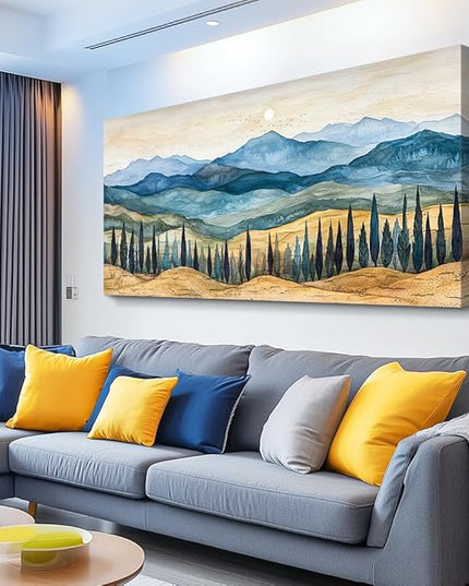ZUITINGHUA Large Wall Decor For Living Room Canvas Wall Art For Office Modern Wall Decorations For Bedroom Mountains Landscape Painting Abstract Pictures Artwork Room Home Decor 24x48 In