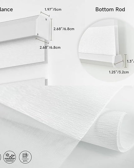 Cordless Motorized Zebra Blinds for Windows with Remote, Custom Dual Layer Smart Semi Sheer Zebra Shades Work with Alexa Google, Automatic Electric Light Filtering Zebra Roller Shades, White