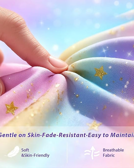 Rainbow Bedding Set Queen Size – 6-Piece Reversible Girls Comforter with Deep-Pocket Sheet, Gradient Galaxy Design, Whole-Piece Filling, Machine Washable Bed-in-a-Bag for Kids Room Makeover & Gifts