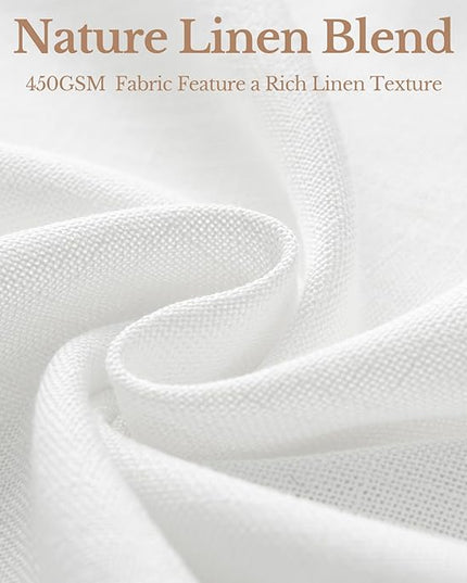 Pinch Pleated Linen Curtains 95 Inches Long, Light Filtering Curtains for Living Room, Farmhouse Window Curtains for Bedroom, Modern Drapes with Hooks and Rings, White, 2 Panels Set