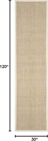 SAFAVIEH Natural Fiber Collection Runner Rug - 2'6" x 10', Natural & Ivory, Seagrass, Basketweave Pattern with Border (NF114J)