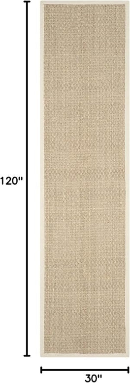 SAFAVIEH Natural Fiber Collection Runner Rug - 2'6" x 10', Natural & Ivory, Seagrass, Basketweave Pattern with Border (NF114J)