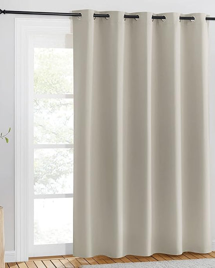 NICETOWN Blackout Natural Curtain for Living Room - Grommet Thermal Insulated Solid Room Darkening Thermal Curtain Drape Sound Reducing for Bedroom/Living Room (1 Panel, W66 x L84)