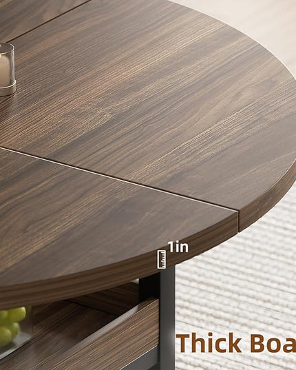 Round Dining Table with Storage for 4, Modern Kitchen Table for Small Space, Space Saving Dining Table for Dining Room, Apartment, or Breakfast Nook (Boxwood Color- Table Only)