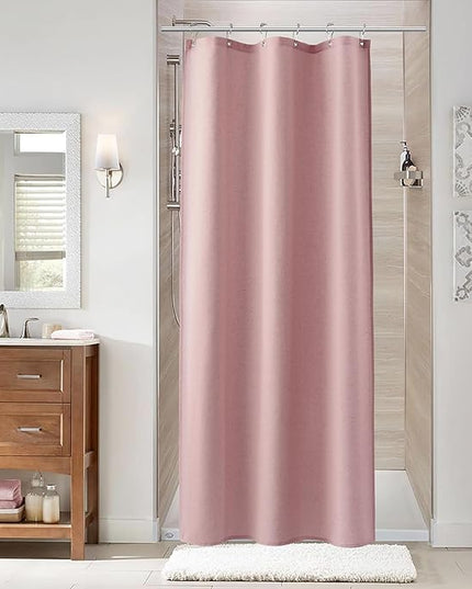 Naturoom Pink 36 Inch Shower Curtain - Stall Narrow Half Linen Ultra Thick Fabric Shower Curtain Set with Hooks, Boho Farmhouse Rustic RV Camper Bath Curtains for Bathroom, 36x72