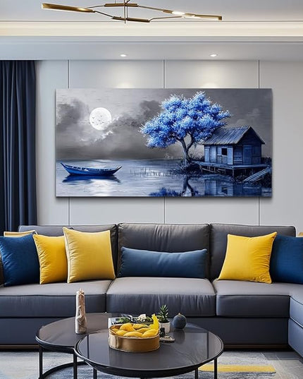 ZUITINGHUA Canvas Wall Art For Living Room Wall Decor For Bedroom Office Wall Decoration Seaside Landscape Painting Boat Pictures Artwork Room Aesthetic Home Decor 20x40 In