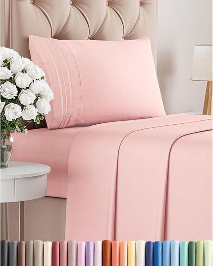 Twin XL Size 3 Piece Sheet Set - Comfy Breathable & Cooling Bed Sheets Set - Hotel Luxury Bedding for Women, Men, Kids, Teens, Boys & Girls - Deep Pockets, Soft, Wrinkle Free - Oeko-Tex - Baby Pink