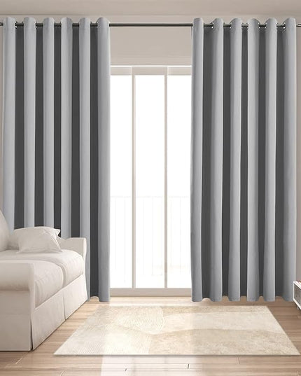Blackout Curtains for Bedroom Thermal Insulated Solid Grommet Window Drapes Extra Wide for Sliding Door, Set of 2 Curtain Panels 84 W x 108 L Inches Light Gray