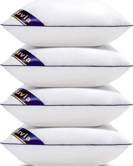 Siluvia Decorative 18x18 Pillow Inserts Set of 4 - Square Throw 18 Pillows with 100% Cotton Cover for Sofa, Couch, and Bed - White