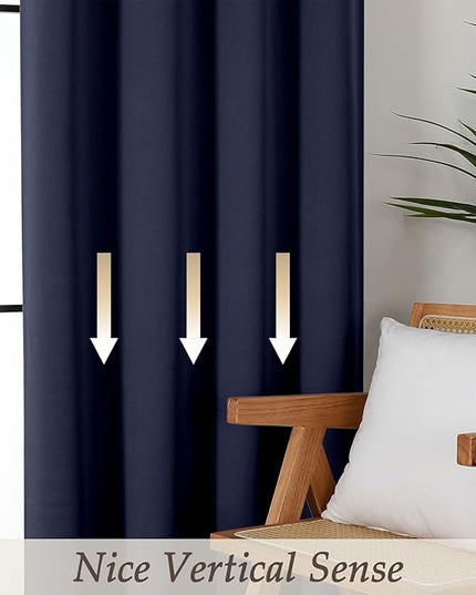 Gwine Navy Blue Blackout Curtains for Bedroom 96 Inch Length, Room Darkening Energy Saving Black Out Curtains for Living Room, Window Treatment Drapes with Rod Pocket, Each 40" Wx96 L, 2PCS