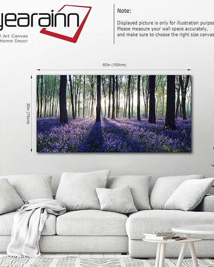yearainn Forest Lavender Canvas Wall Art Large Green Trees Scenery Picture Prints Modern Purple Nature Canvas Artwork for Home Office Wall Decor 29" x 58"