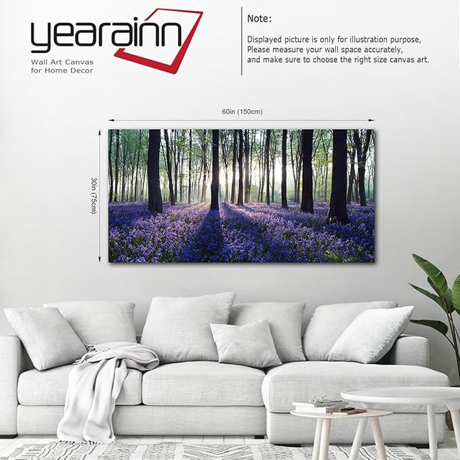 yearainn Forest Lavender Canvas Wall Art Large Green Trees Scenery Picture Prints Modern Purple Nature Canvas Artwork for Home Office Wall Decor 29" x 58"
