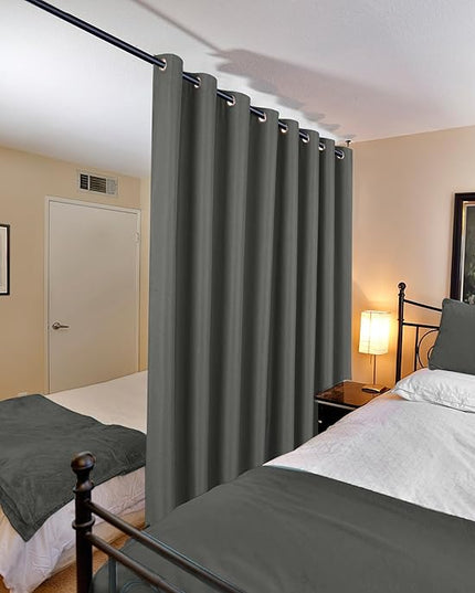 H.VERSAILTEX Room Darkening Linen Curtain for Bedroom/Living Room Extra Wide Blackout Curtains 100 x 84 Inches for Patio Glass Door Primitive Textured Thick Linen Burlap Fabric, Heather Charcoal Gray
