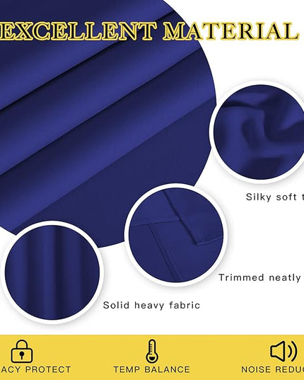 NICETOWN Blackout Curtains 54 Inches Long, Thermal Insulated Room Darkening Curtains for Bedroom, Window Treatment Drapes for Living Room Nursery (W66 x L54 Inch, Navy Blue, 1 Panel)