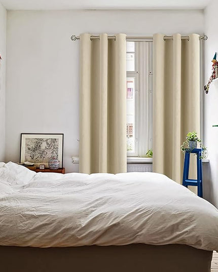 BGment Room Darkening Curtains 84 Inches Long - Grommet Thermal Insulated Drapes Window Treatment Curtains for Bedroom, 2 Panels, 38 x 84 Inch, Beige