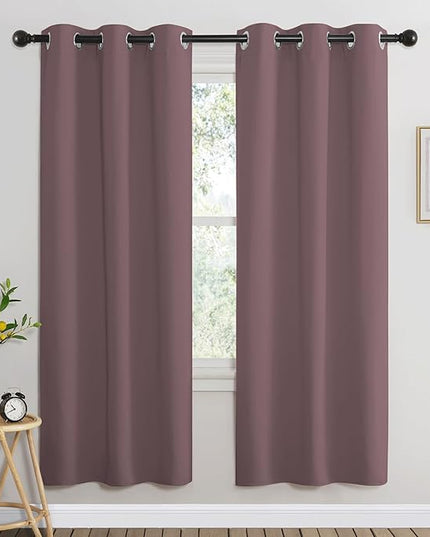 NICETOWN Dry Rose Bedroom Curtains 72 inches Long, Grommet Blackout Thermal Insulated Window Treatment Room Darkening for Bedroom/Home Office, 2 Panels, W37 x L72
