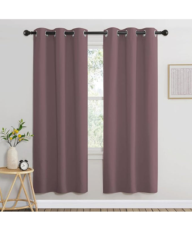 NICETOWN Dry Rose Bedroom Curtains 72 inches Long, Grommet Blackout Thermal Insulated Window Treatment Room Darkening for Bedroom/Home Office, 2 Panels, W37 x L72