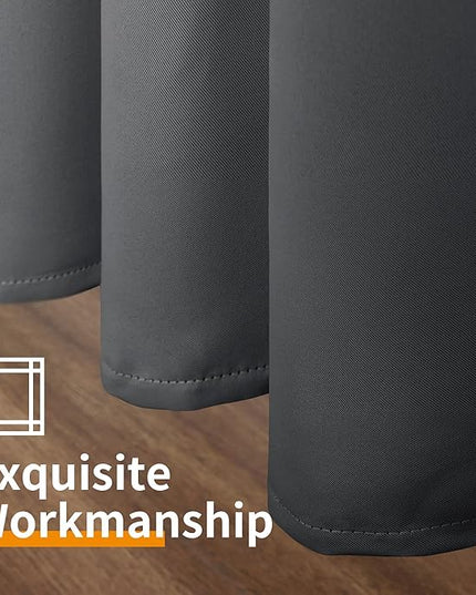 YoungsTex Dark Grey Blackout Curtains 72 Inches Long for Bedroom - Room Darkening Drapes with Grommet for Living Room Dining Privacy Thermal Insulated Curtain, 2 Panels, 42 x 72 Inch