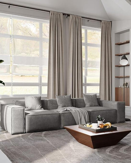 POVISON 115" Oversized Modular Sectional Sofa for Living Room Velvet 25" Deep Seat Sofa Set 3 Seats Modern Large Sectional Couches Big Comfy Cloud Couch for House