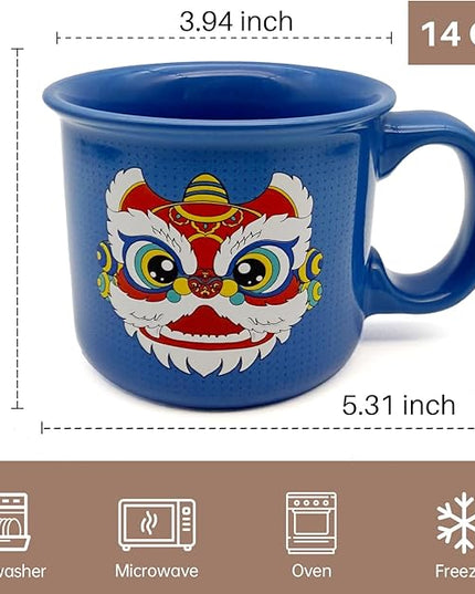 Ceramic Coffee Mugs Set Of 4,14 Oz Coffee Cups With Handle, Large Coffee Mugs Perfect For Cappuccino, Latte, Americano, Tea Bag, Beverage