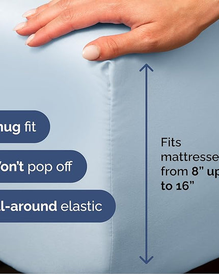 Queen Size 4 Piece Sheet Set - Comfy Breathable & Cooling Bed Sheets Set - Hotel Luxury Bedding for Women, Men, Kids, Teens, Boys & Girls - Deep Pockets, Ultra-Soft, Wrinkle Free - Oeko-Tex - Sky Blue