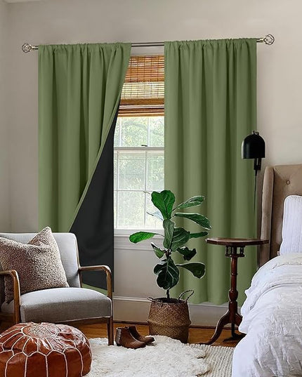 BGment Blackout Curtains for Living Room 84 Inch Length 2 Panels Set, Full Room Darkening Thermal Insulated Noise Cancelling Privacy Window Curtains with Rod Pocket, Each Panel 42 Inch, Grass Green