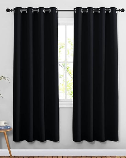NICETOWN Black Blackout Curtains 78 inches Long 2 Panels Burg - Light Reducing Thermal Insulated Grommet Privacy Doorway Curtains Window Treatments for Bedroom (Set of 2, W52 x L78)