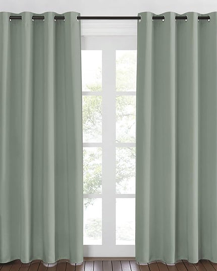 NICETOWN Blackout Sage Green Curtain 84 inch Length for Bedroom - Thermal Insulated Grommet Room Darkening Window Drape Sound Dampening for Living Room, W52 x L84, 1 Panel