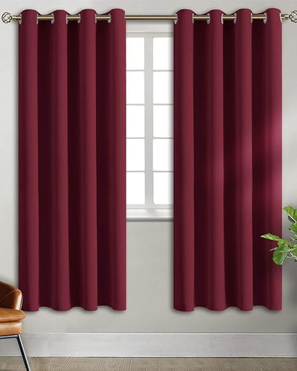 BGment Blackout Curtains for Bedroom - Grommet Thermal Insulated Room Darkening Curtains for Living Room, Set of 2 Panels, Each 46 x 72 Inch, Burgundy Red