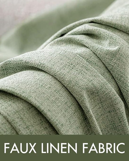 MIULEE Linen Texture Curtains for Bedroom Solid 100% Blackout Thermal Insulated Sage Green Curtains Grommet Room Darkening Drapes for Living Room Nursery 52x54 Inch (2 Panels)