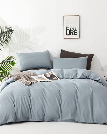 Luxlovery Light Blue Comforter Set Twin Dusty Blue Bedding Set Haze Blue Minimalist Bedding Set Soft Breathable Blanket Quilts Modern Modern Comforter Set