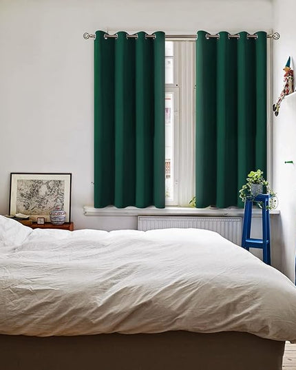 BGment Green Blackout Curtains 54 Inch Length 2 Panels Set, Grommet Thermal Insulated Room Darkening Curtains for Bedroom, Each 46 x 54 Inch