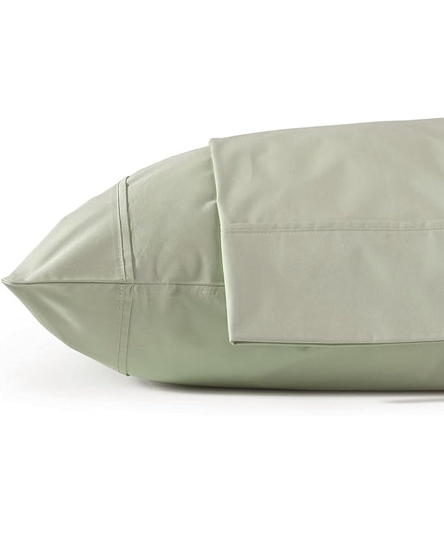 Linen Home 100% Cotton Percale Pillowcases Queen Size, Sage, 2 Pieces of Pillow Case, Crisp and Cool Strong Bed Linen, 20 inches X 30 inches