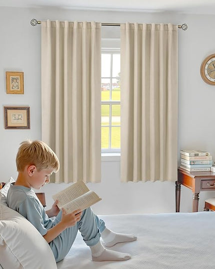 BGment Champagne Blackout Curtains 63 Inch Length for Bedroom - Thermal Insulated Room Darkening Soundproof Rod Pocket and Back Tab Curtains for Living Room, 2 Window Curtain Panels, 70 x 63 Inch,