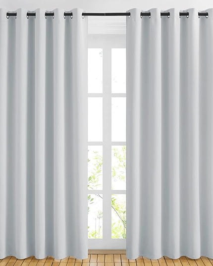 NICETOWN Room Darkening Curtains for Living Room - Easy Care Solid Thermal Insulated Grommet Curtains/Panels/Drapes for Bedroom (2 Panels, 66 by 84, Greyish White)