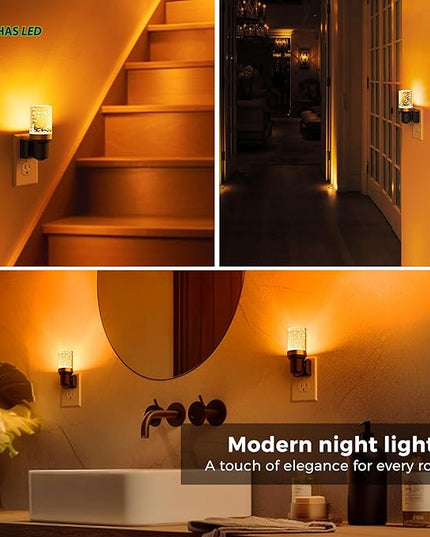 L LOHAS LED Night Light, Dimmable Night Lights Plug into Wall, Automatic Night Lights Plug in with Auto Light Sensor, 1800K Amber Warm Light 0-100LM Brightness LED Night Light for Hallway Bedroom