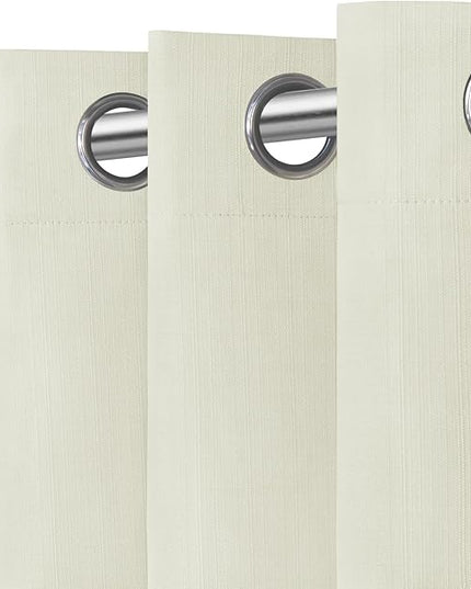 Easy-Going Linen Look Blackout Curtain Grommet Window Curtain Drapes for Bedroom, Living Room Thermal Insulated Room Darkening (2 Panels, 52x96 inch, Ivory)