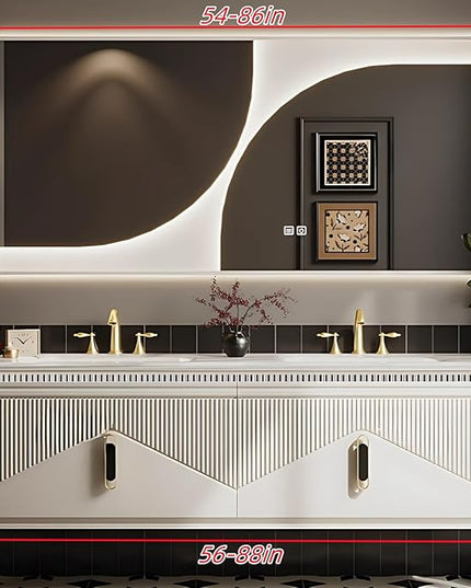 80IN Double Sink Bathroom Vanities, Modern Floating Bathroom Cabinet Set & LED Smart Defogging Bathroom Vanity Mirror with Motion Sensor Activated Lighting | Wooden Bathroom Vanities (Cream White)