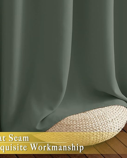 NICETOWN Sage Green Sliding Door Curtains 95 inches Long - Grommet Blackout Room Darkening French Door Sound Reducing Thermal Curtain for Living Room/Bedroom (W100 x L95, 1 Panel)