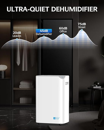 2500 Sq.Ft Smart Compressor Dehumidifiers for Home, Basement Bedroom,Bathroom, 34 Pints Energy Star, Auto or Manual Drainage, with Drain Hose,Continuous Drainage, Auto Defrost, 24H Timer