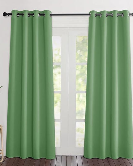 NICETOWN Blackout Forest Green Curtains 84 inches Long, Grommet Room Darkening Thermal Insulated Sound Dampening Window Treatments for Bedroom/Home Office, 2 Panels, W46 x L84