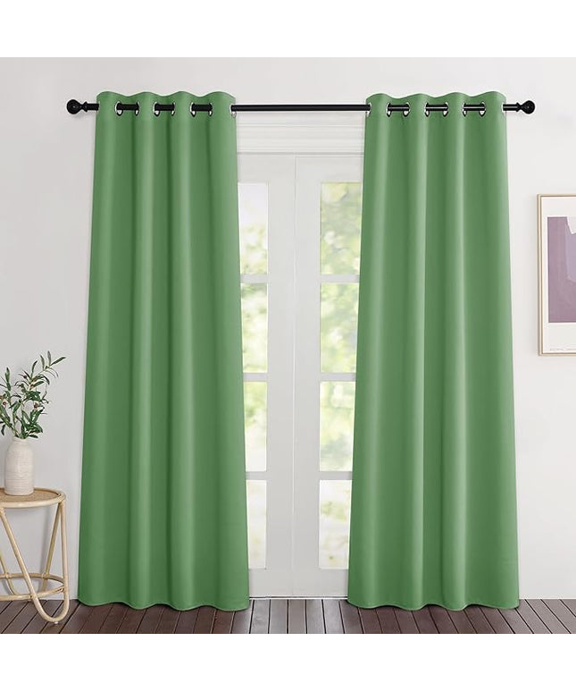 NICETOWN Blackout Forest Green Curtains 84 inches Long, Grommet Room Darkening Thermal Insulated Sound Dampening Window Treatments for Bedroom/Home Office, 2 Panels, W46 x L84