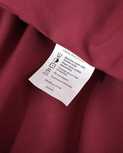 ROSGONIA California King Comforter Set Dark Red, 3pcs (1 Boho Red Cal King Comforter & 2 Pillowcases) All Season Lightweight Bedspread Bedding Blanket