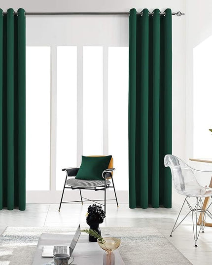 Blackout Curtains for Bedroom Thermal Insulated Light Blocking Room Darkening Curtains Solid Grommet Window Drapes for Living Room, Set of 2 Curtain Panels 42 W x 54 L inch Long Hunter Green