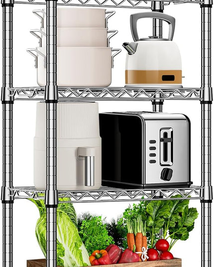 1000 lbs 4 Tier Shelf Metal Storage Shelves Wire Rack Closet Organizers with PP Board for Garage Kitchen Bathroom Laundry Chrome 11.8" D x 21.7" W x 39.5" H