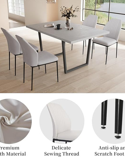 5 Piece Dining Table Set, 42.9 Inch Modern Kitchen Dining Table and Leather Dining Chairs for Kitchen Dining Room (Table + 4 White Chairs)